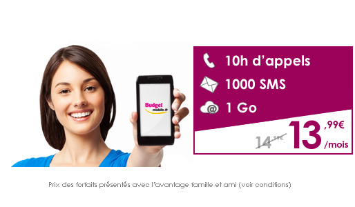 Téléphone Forfait 10h + 1000 SMS + 1 Go