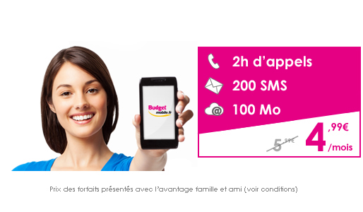 Téléphone Forfait Budget 2h + 200 SMS + 100 Mo