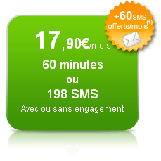 Téléphone Forfait bloqué Simplicime jusqu'à 1 heure de communications ou 198 SMS + 60 SMS offerts par mois Téléphone Forfait bloqué Simplicime jusqu'à 1 heure de communications ou 198 SMS + 60 SMS offerts par mois