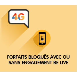 Téléphone Forfait bloqué Be live 200 Mo 1h SMS/MMS illimité avec engagement 24 mois Téléphone Forfait bloqué Be live 200 Mo 1h SMS/MMS illimité avec engagement 24 mois