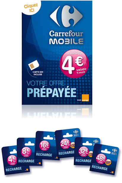 Téléphone Recharge Carrefour Mobile 4 