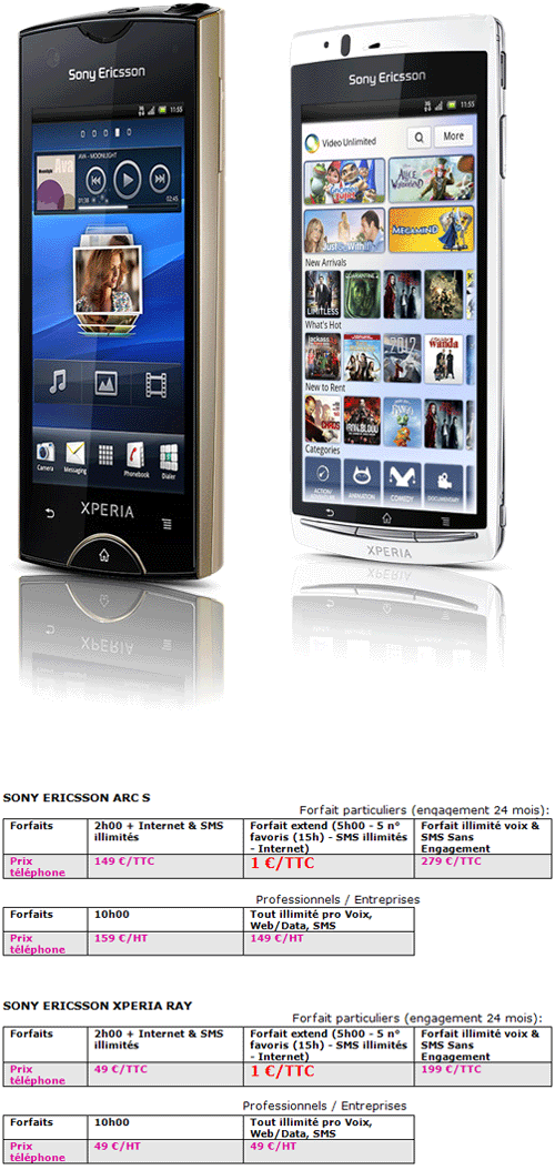 AfoneMobile rembourse 50 euros sur 2 mobiles Sony Ericsson