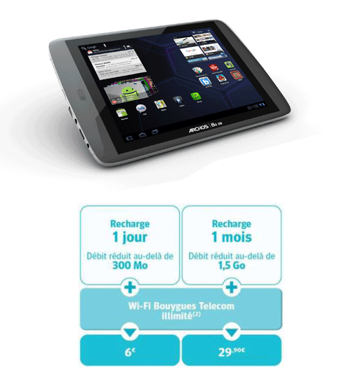 Bouygues Telecom lance une formule internet 3G dédiée avec les nouvelles tablettes ARCHOS G9