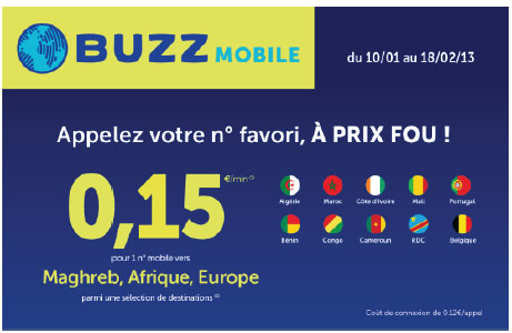 Buzzmobile propose les appels à  0.15 €/min vers un numéro mobile à  l'étranger