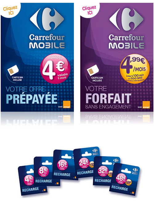 Carrefour Mobile lance un forfait à 4,99 €/mois  Carrefour Mobile lance un forfait à 4,99 €/mois