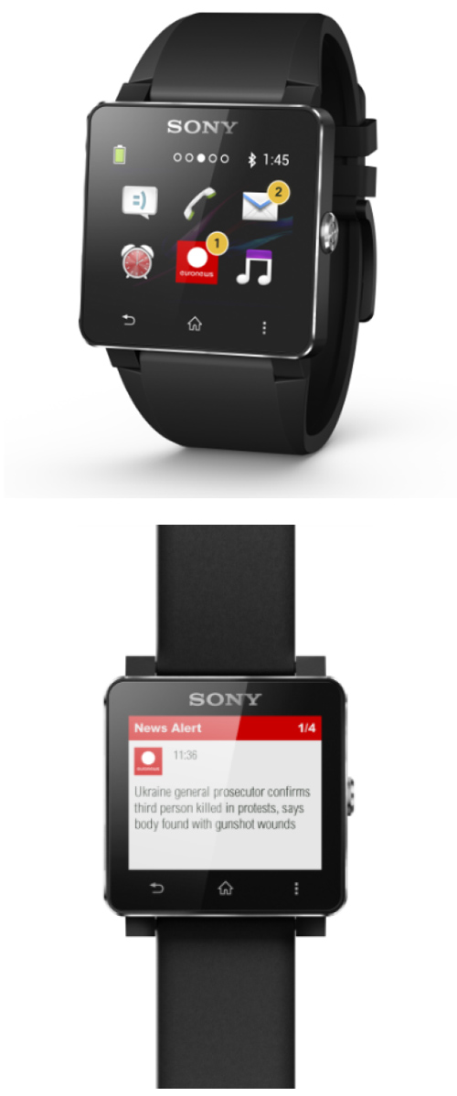 Euronews est accessible depuis une Sony Smartwatch 2
