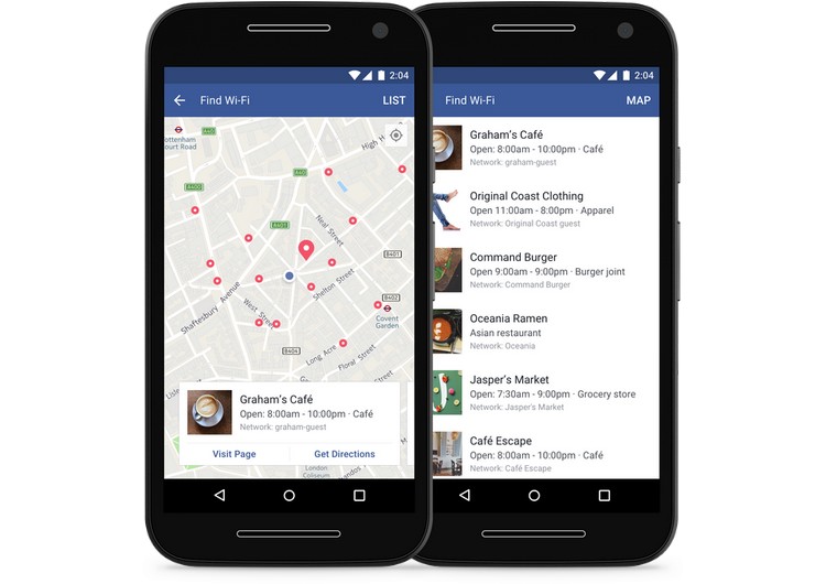 Facebook : l'application propose une carte pour le WiFi gratuit