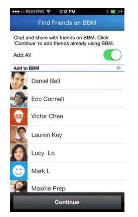 Find Friends disponible sur BBM pour les utilisateurs Android et iPhone
