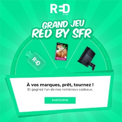 Gagnez de nombreux cadeaux avec Red by SFR Red by SFR organise un jeu concours jusqu'au 17 décembre 2017
