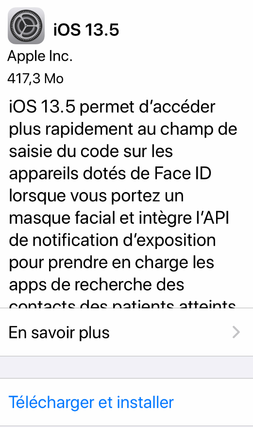 iOS 13.5 : une mise à jour spéciale COVID-19 pour ceux qui portent un masque avec Face ID