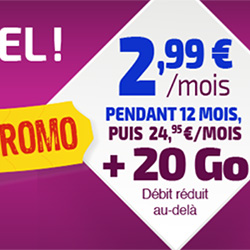 Le forfait illimité Reglo Mobile 20 Go est à 2.99 € au lieu de 24,95 €/mois