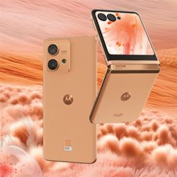 Les Motorola razr40 ultra et edge40 neo se parent de la couleur Pantone de l'anne 2024 " Peach Fuzz "