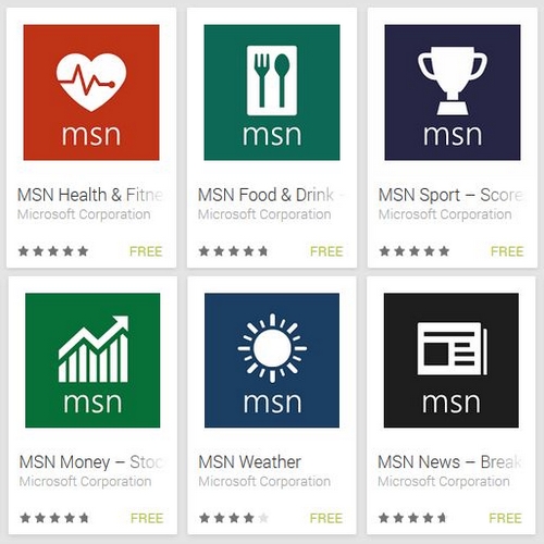 Microsoft propose cinq applications MSN sur iOS et Android