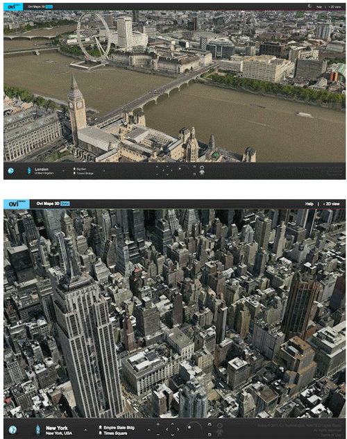 Nokia lance des modèles 3D photoréalistes de métropoles pour Ovi Cartes 