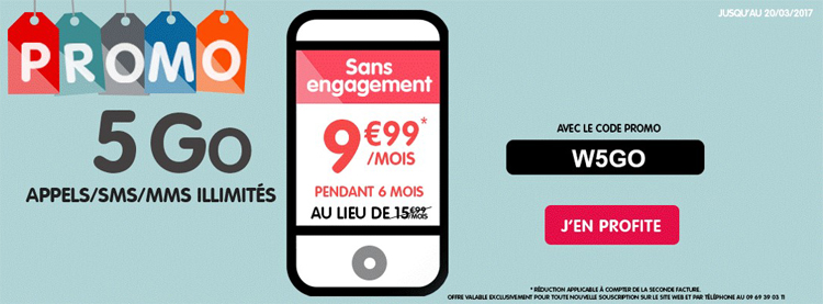 NRJ Mobile propose son forfait 5 Go à 6,99 € / mois pendant 6 mois au lieu de 15,99 € NRJ Mobile relance son forfait Woot 5 Go à 6,99 euros par mois