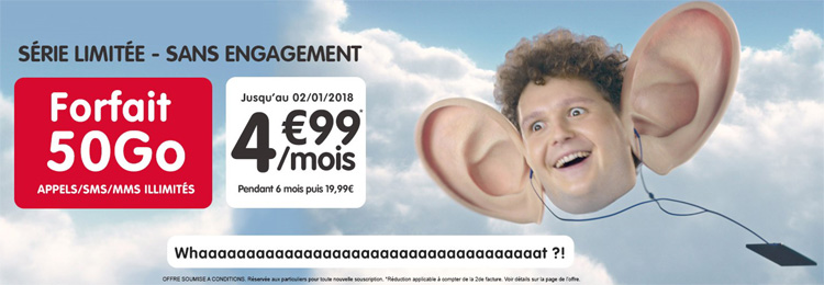 NRJ Mobile, un forfait Woot en série limitée 50 Go à 4.99 € par mois