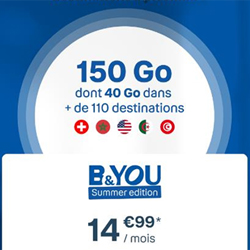 Un été connecté aux quatre coins du globe grâce au nouveau forfait B&YOU Summer Edition à 14,90 euros Un été connecté aux quatre coins du globe grâce au nouveau forfait B&YOU Summer Edition à 14,90 euros