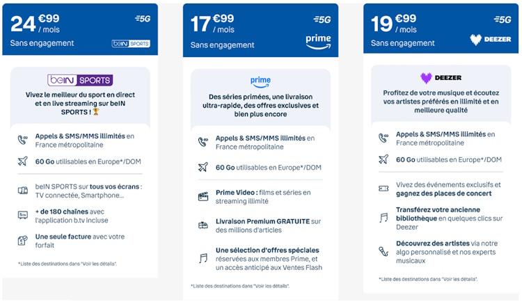 Un forfait mobile avec Amazon Prime, Deezer ou beIN SPORTS : Bouygues Telecom change la donne Un forfait mobile avec Amazon Prime, Deezer ou beIN SPORTS : Bouygues Telecom change la donne