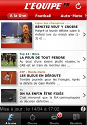 Le quotidien sportif l’Equipe lance une application pour l’iPhone Le quotidien sportif l’Equipe lance une application pour l’iPhone