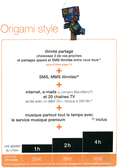3 nouveaux forfaits Origami style chez Orange