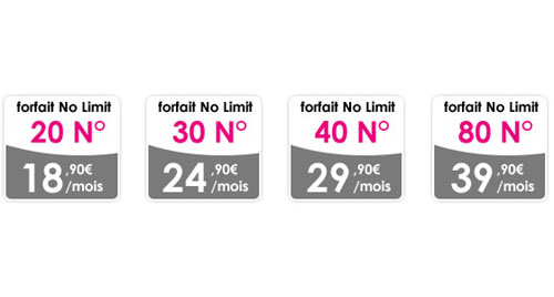 T&eacute;l&eacute;phone Forfait No Limit 40 num�ros 