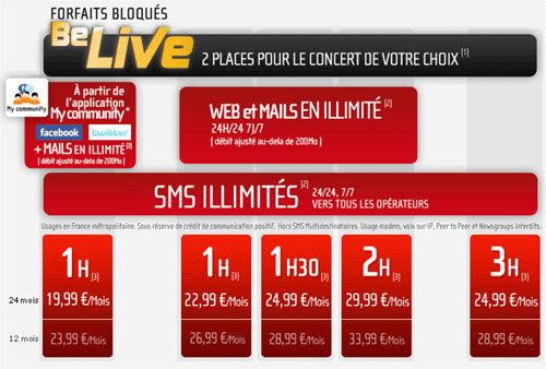 Téléphone Forfait Bloqu NRJ Mobile Be Live 1h avec un engagement de 24 mois