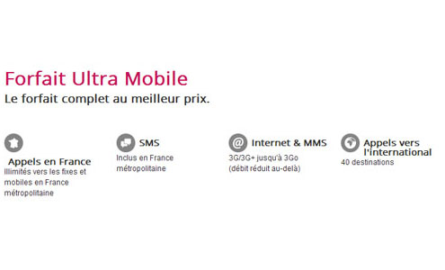T&eacute;l&eacute;phone Forfait Ultra Mobile sans engagement