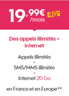 Téléphone Forfait Sosh illimit 20 Go  sans engagement   19.99 