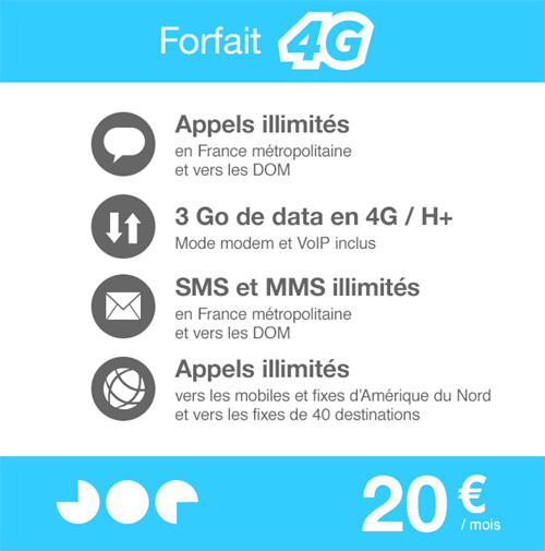 T&eacute;l&eacute;phone Forfait illimit� Joe Mobile 20 �