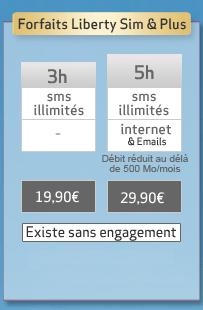 T&eacute;l&eacute;phone Forfait Liberty Sim & plus sans engagement 5h