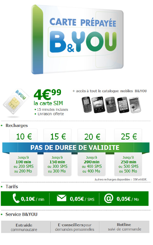 Téléphone Carte B&You 60 