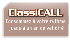 T&eacute;l&eacute;phone Recharge Classicall 5 � ou 50 SMS