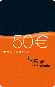 Téléphone Recharge Mobicarte 50 + 15  offerts -Plan Soir et Week End-